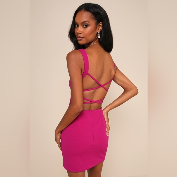 Instant Sultriness Magenta Sleeveless Strappy Back Mini Dress by Lulus. Size XL! - Picture 1 of 5